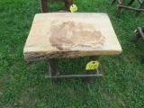 Wooden Stool w/Wolf