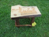 Wooden Stool w/Bear
