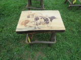 Wooden Stool w/Cow
