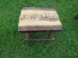 Wooden Stool w/Deer
