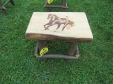 Wooden Stool w/Horse