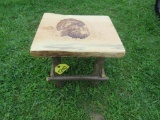 Wooden Stool w/Turkey