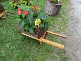 Wooden Wheelbarrow w/Flowers
