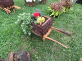 Wooden Wheelbarrow w/Flowers