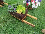 Wooden Wheelbarrow w/Flowers