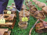 2 Small Hanging Wooden Planters