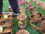 2 Small Hanging Wooden Planters