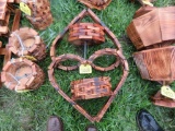 2 Wooden Heart Hanging Planter
