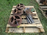 Pallet with Cultipacker Wheels & Plow Parts