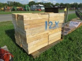 12 wooden crates with cart