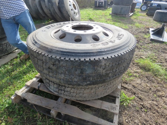 2 Dunlop 295/75R22.5 w/Alum Rims