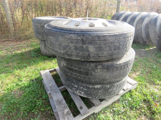 3 Firestone 295/75R22.5 w/Alum Rims