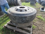 2 Dunlop 295/75R22.5 w/Alum Rims