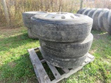 3 Firestone 295/75R22.5 w/Alum Rims