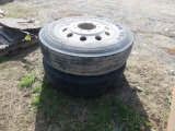 2 Cooper 11R24.5 Tires w/Alum Rims