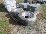 2 Michelin 445/50R22.5 Tires w/Alum Rims