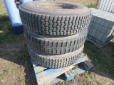 3 Continental 12R24.5 Tires w/SS Rims