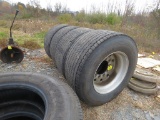 4 Yokohama 445/50R22.5 Tires w/Alum Rims