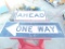 One Way Sign & Ahead Road Signs