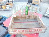 7-Up Wooden Case & Coca Cola Glass Bottles