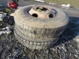 Pair of 10R22.5 Tires and Rims