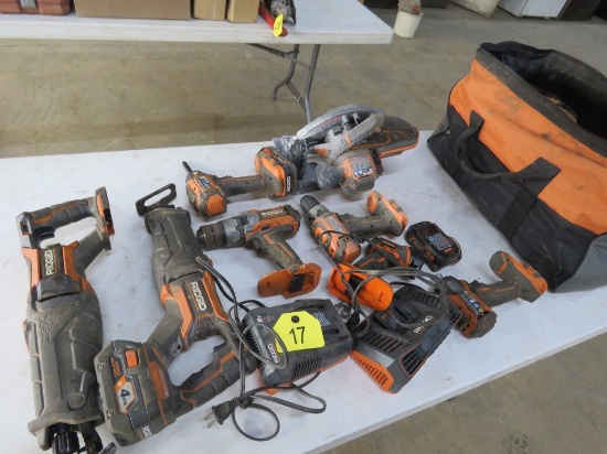 Ridgid Battery Power Tools w/Chargers & Batteries