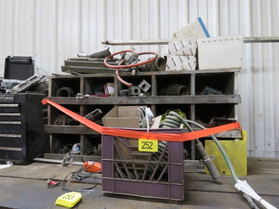 15 hole Wood Bin w/Contents & Crate
