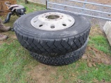 Pair of 11R-24.5 Tires and Alum Rims