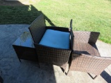 Pair of Wicker Chairs w/Stand