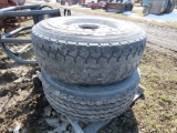 Pair of 385/65R22.5 Tires and RIms