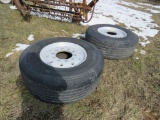 Pair of 385/65R22.5 Tires and Rims