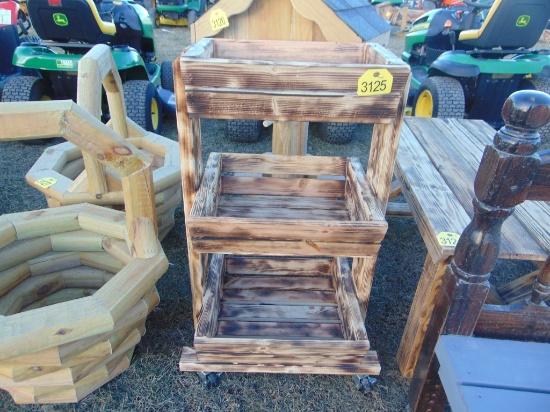 Wood 3tier baskets on wheels