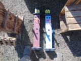 Blue Wood Snowman