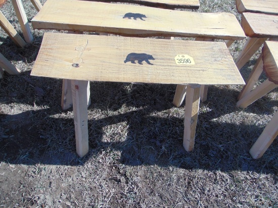 3 Wood benches with bear