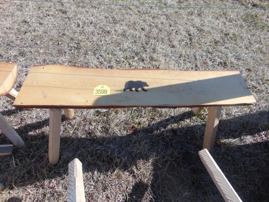 Wood bench with bear