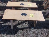 Wood bench w/ bear