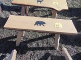 Wood bench w/ bear