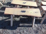 Wood bench with bear
