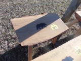 Wood bench with bear