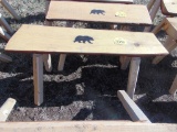 Wood bench with bear