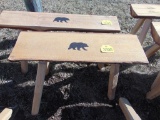 Wood bench with bear