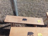 Wood bench with bear