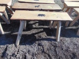 Wood bench with bear