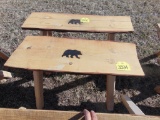 Wood bench with bear