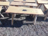 3 Wood benches with 2 bears and 1 buck