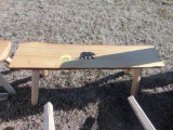 Wood bench with bear