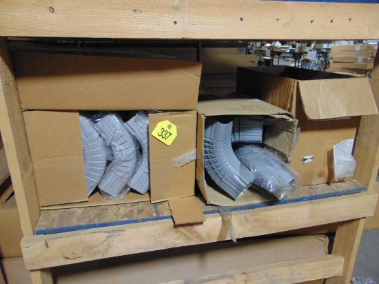 Bottom Left Shelf Lot of Grey Gutter Elbows