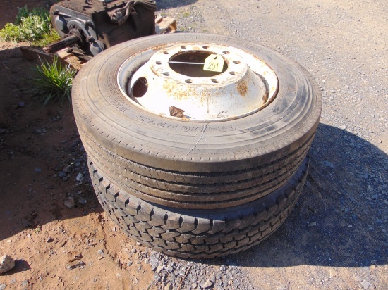 2 Tires and Rims 255/70R22.5