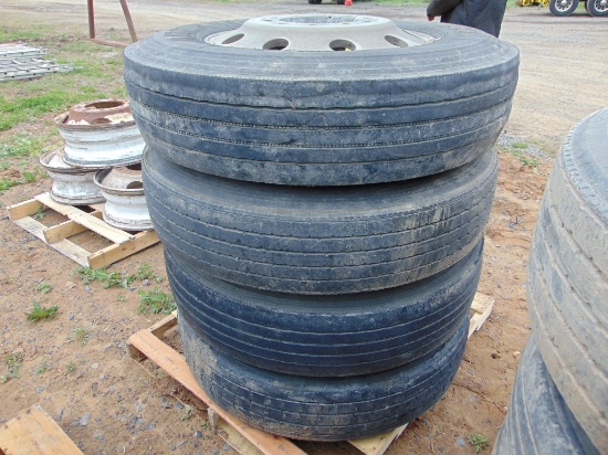 4 Tires 11R24.5 & Alum Rims