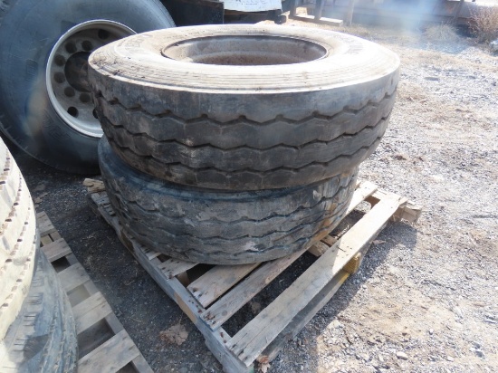 (2) 315/80R22.5 Tires and Steel Rims